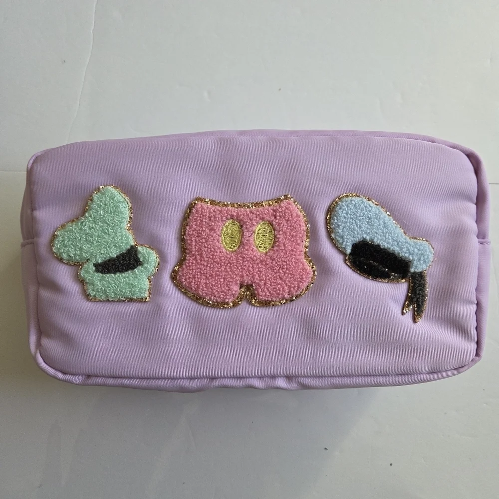 Pastel Cosmetic Bag with Embroidered Disney Accents